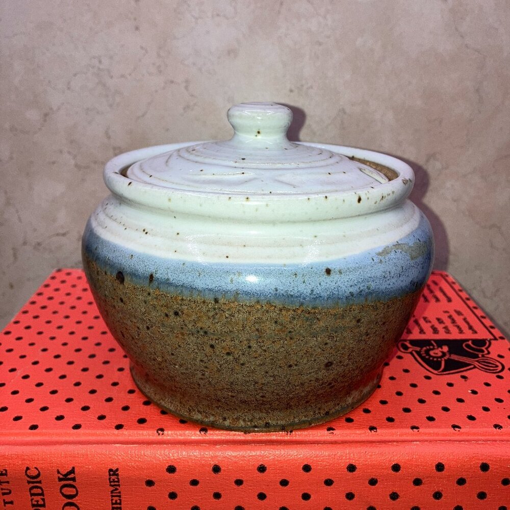 Westfall Pottery Honey Jar / Condiment Jar Drip Glaze